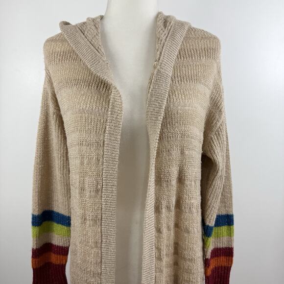 Matilda Jane Stay Cozy Cardigan Sweater Hooded Duster Small Open Front Metallic - Picture 3 of 15